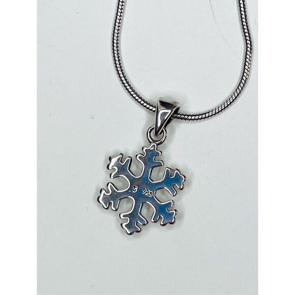 Silver 925 Simulated Fire Opal Snowflake 20" Necklace + Drop Earring Set Jewelry - Picture 6 of 15